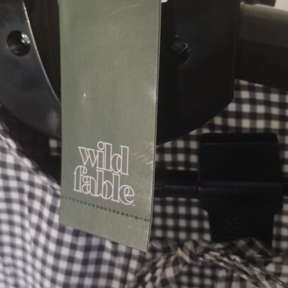 NWT Wild Fable Gingham Tie-Front Peplum Top Puff Sleeve Black White XS - Picture 4 of 6